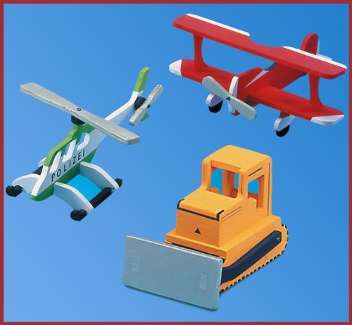 Preisvergleich Produktbild Kaleas Laubsägevorlage 3 Modelle Hubschrauber / Raupe / Doppeldecker