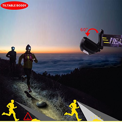 LED Stirnlampe 170 Lumen Superhell 5 Modis wasserdicht Kopflampe bequem Stirnband mit tragbar Schale , Ideal für Camping, Joggen, Outdoor, Angeln batteriebetrieben (2Pcs) - 5