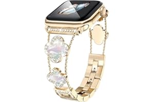 TOWONSHY Bling pasek kompatybilny z Apple Watch 38 mm, 40 mm, 41 mm, 42 mm, 44 mm, 45 mm, serii SE 9, 8, 7, 6, 5, 4, 3, 2, 1, damska bransoletka z błyszczącymi diamentami, słodka szczęśliwa koniczyna Ander