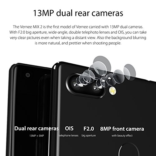 Smartphone Ohne Vertrag,Vernee Mix 2 4G LTE Android 7.0, 6.0 zoll 18:9 FHD+ Bildschirm, 4GB RAM 64GB ROM Octa Core, Dual Sim Handy mit Dual Hintere Kameras,4200mAh Batterie,Fingerabdruck (Schwarz)