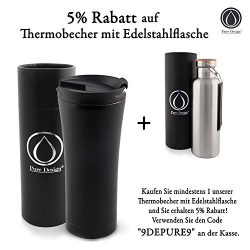 Kaffeebecher to go 450ml. Thermobecher Edelstahl Auslaufsicher 0.45L Matt Schwarz/Weiß – 100% Lebenslange GARANTIE. Dicht Isolierbecher in Premium Verpackung - 6