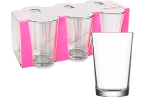 ACAN Tradineur - Caja de 6 vasos Modelo Lara - Capacidad de 205 ML - Fabricado en Vidrio Resistente - Apto para lavavajillas - Tamaño aprox: diámetro 6,5 x 10 cm - 6 Uds Total.