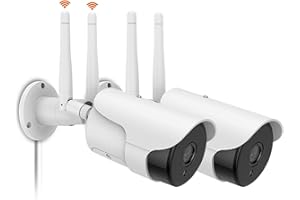OOSSXX 2 telecamere di sorveglianza per esterni, 3MP IP impermeabile senza fili WiFi, per esterni della casa, con audio a due vie per visione notturna, con rilevamento di movimento