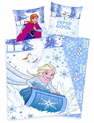 DISNEYs EISKÖNIGIN FROZEN BETTWÄSCHE 80x80cm, 135x200cm, 100% Baumwolle Renforce mit Reißverschluss, neu von Herding