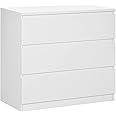 HOMCOM Chest of Drawers, 3-Drawer Storage Organiser Unit for Bedroom, Living Room, White