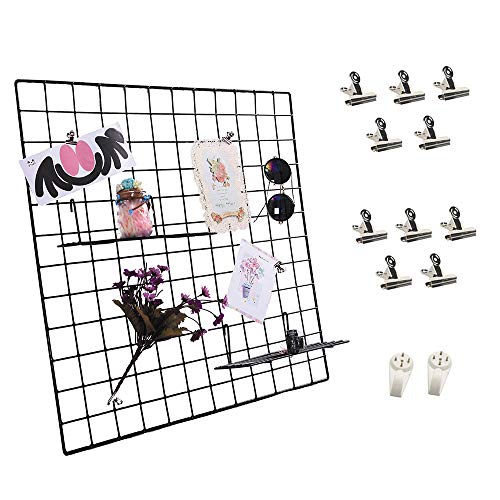 Decoración de Pared con Rejilla fotográfica,celosía metálica, Panel de Mensajes DIY para visualización de Notas,Tablero de Mensajes de Bricolaje para Memo Display,Negro,60 * 60cm/24 * 24in