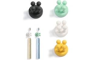CSUNTIKULO 4 Stück Silikon Zahnbürstenhalter Rasiererhalter Funny Hooks Adhesive Hooks Wasserdicht Selbstklebend Zahnbürstenhaken Stopfenhalter für Bad,Küche,Wohnen,Zimmer,Büro