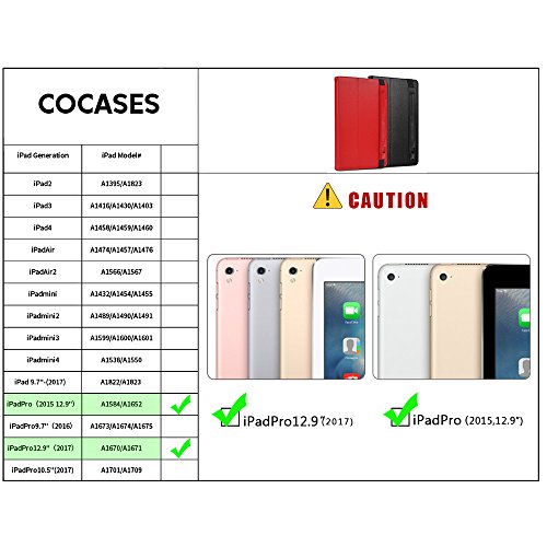iPad Pro 12.9 Hülle (2015 Modell) , COCASES iPad Slim Smartshell Cover Case Schutzhülle Tasche mit Auto Schlaf / Wach Funktion und Apple Pencil Hülle in einem für Apple iPad Pro 12.9 Zoll mit Stifthalter (Schwarz) - 2