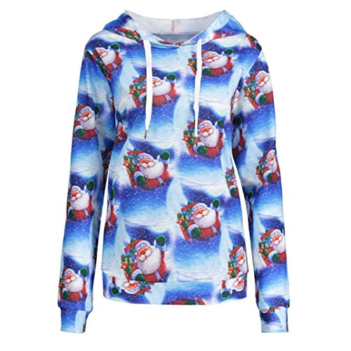 Fashion Autumn Winter 3D Digital Printed Drawstring Hoodie,Moginp Plus Size Ladies Casual Coat Hooded Christmas Sweatshirt Pullover Long Sleeve Shirt