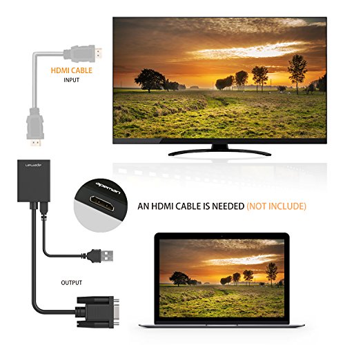 APEMAN VGA auf HDMI Konverter Adapter VGA zu HDMI mit Audio-Übertragung 1080P HDTV und USB-Kabel für Stromversorgung unterstützt für TV, Computer, Projektor, Laptop, DVD, AV - 5