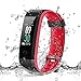 Produktbild virtoba Fitness Armband Farbbildschirm,Fitness Tracker Pulsmesser 14 Sport-Modus, Schrittzähler, Schlaf-Monitor/Wettervorhersage / SMS/Nachrichten für Facebook IP68 Wasserdichte (Schwarz Rot)