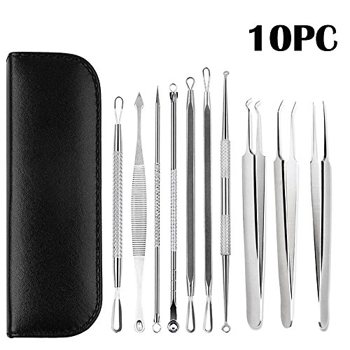 Gasea 10PCS Tire Comedon Point Outil Professionnel Extracteur à épiler Acné et Point Noirs pour Whitehead Acné Traitant Le Visage Extracteur Point sans Risques Nez Visage Peau