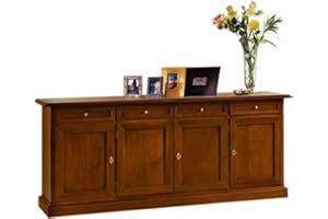 mobili2g MOBILI 2G - Credenza con 4 Porte 4 cassetti Arte povera Tinta Noce Scuro (1380)