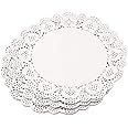 Eqlef®, centrini di carta con bordo in pizzo, diametro 16,5 cm, per feste e matrimoni, confezione da 150 pezzi., White, Roton