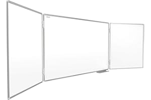 ALLboards Tableau Blanc Scolaire Type Triptyque avec Cadre en Aluminium 120x90cm//240cm, Tableau Blanc Magnétique Whiteboard avec 2 Ailes