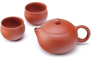 ufengke Yixing Zisha ręcznie robiony zestaw do herbaty, Xishi ceramiczny czajniczek o dużej pojemności z zestawem 2 filiżanek do herbaty, 10 oz/300ml