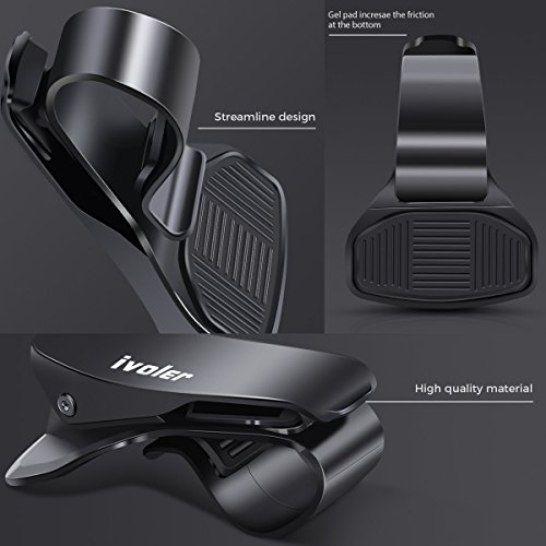 iVoler - Supporto porta cellulare da auto, con fissaggio potente, senza ventosa, per iPhone 7/7 Plus/6S/6S Plus/5S/5C/SE, Samsung Galaxy S8/S7 Edge/S6 Edge, Huawei P10/P9/P8 Lite, LG G6, GPS, lettori MP3 e altri Smatphone