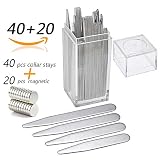 Pawaca metal camicia collare rinforzi set in acciaio INOX, stecche per il colletto con scatola in plastica trasparente, 5,6 cm 6,3 cm 7 cm 7,6 cm (40 pz rinforzi collare + 20 magneti)