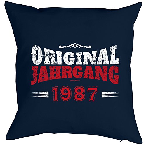 Geburtstags/Jahrgangs-Kissen/Deko Kissen mit Füllung+ Spaß-Urkunde: Original Jahrgang 1987 – geniale Geschenkidee - 2