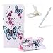Produktbild Malerei Muster Entwurf PU Leder Tasche Case für Samsung Galaxy A6 Plus 2018, Herzzer Bunte Kunst Gemalt Look Flip Wallet Cover Weiche Innere Silikon Bookcase mit Magnet Kartenfächer Schutz vor Stürzen und Stößen Schutzhülle für Samsung Galaxy A6 Plus 2018 - Rosa Flowers Schmetterling