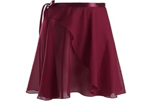 Jowowha Girls Women Basic Chiffon Ballet Dance Wrap Around Skirt Gymnastics Skate Leotards Tutu Skirt with Adjustable Waist Tie