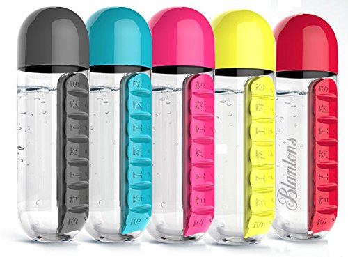 Amazing Weekly Medicine Vitamin Pill Organizer Water Bottle With Removable 7 Days Pill Compartments & 600 ml Water Bottle with Drinking Cup BPA Free ( Random Color) RS.292 (58.00% Off) - Amazon