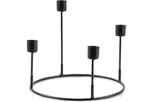 BOFUNX Adventskranz Kerzenhalter Weihnachten Schwarzer Ø20cm Stabkerzenhalter Kerzenständer Advent für Weihnachtskranz für Weihnachts Tischdeko Weihnachtsdeko