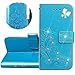 Produktbild HMTECH für Huawei P20 Lite 2019 Hülle Handyhülle Prägung Glitzer Diamant Clover Schmetterling Blumen Flip PU Leder Cover Magnet Schutzhülle Handytasche für Huawei P20 Lite 2019,Bling Clover Blue