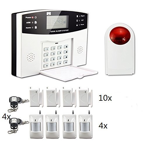 Sistema de Alarma GSM/SMS,ECTECH LCD Pantalla de Menú en Castellano Teclados Llamadas de 6 Teléfonos Diferentes Antirrobo Sistema de Seguridad para el Hogar, Oficina, Tienda, Pilas Incluidas