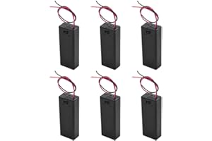 Yosawo 6-Pack 2 AAA Battery Holder with Cover Storage Case Holder with ON/OFF Switch，2 x 1.5V AAA Battery Holder Case with Wire Leads (2GAAA)