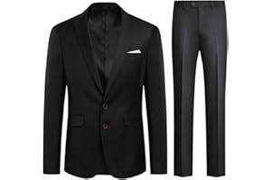 Allthemen Traje de Hombre de 2 Piezas de Color Liso con Dos Botones de Trabajo Business (Blazer + Pantalones)