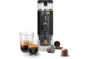 Handpresso - cafetière portable E-Presso+ 21710 | mini cafetiere electrique à batterie haute performance amovible/rechargeable USB | Cafetiere portable de voyage pour capsules expresso ou café moulu