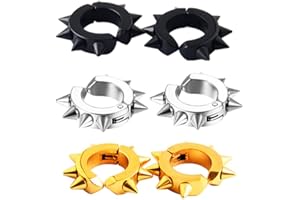 LAFATINA Rivetti Clip su Orecchini a cerchio Set in acciaio inox Spikes Awl Non Piercing Taper Huggie Helix Orecchini di cartilagine