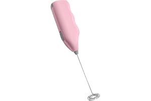 EUROXANTY Schiumatore per latte | Frusta elettrica | Vaporizzatore per latte | Ideale per cappuccini | Asta resistente in metallo | Rosa pastello