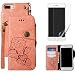 Produktbild Schutzhülle für iphone 6/iphone 6S Leder Hülle Vintage Rose Blumen Muster Klapphülle und Displayschutzfolie ,OYIME mit Lanyard Schlüsselband Brieftasche Magnet Fest Stabil Komplett Vollschutz Original Etui Flip Book Case 360 Grad Full Body Cover Bumper Klappbar Handyhülle für Apple iphone 6/6S (4.7Zoll) - Rosa