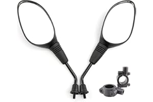 APEBAZY Motorcycle Rear View Mirror with 7/8 Inch 22 mm Clamp Adapter, Adjustable Rear View Mirror M10 Screw for Handlebars of Scooter, ATV, Bike, Cruiser (Black 2)
