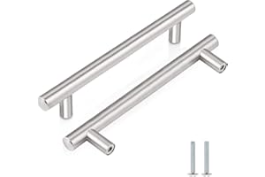 CCHONG 2 Pack Kitchen Cupboard Handles Stainless Steel Kitchen Door Handles Brushed Cabinet Handles Wardrobe Drawer (2 Pack Silver, Hole Centre 96mm)