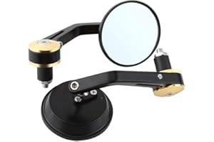 SOLUPTANISU Motorcycle Rear view Mirrors,1 Pair Universal 7/8" Round Handlebar Bar End Rear View Mirrors Motorcycle Scooter Sidemirror Accessories(Gold Bar End)