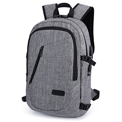 Domila Anti Diebstahl Business Laptop Rucksack mit USB-Ladeanschluss  wasserdichter Reiserucksack f  r M  nner und Frauen  grau 