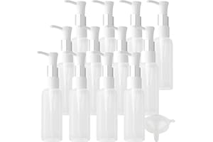 PQPAUTY TIANZD 12 Stück Leere 50 ml Rund Klar Kunststoff PET Gelspender Pumpflasche Flasche mit Weiß Lotion-Spender Seifenspender Lotionspender für Kosmetik Seife Reinigungsöl Gels Cream