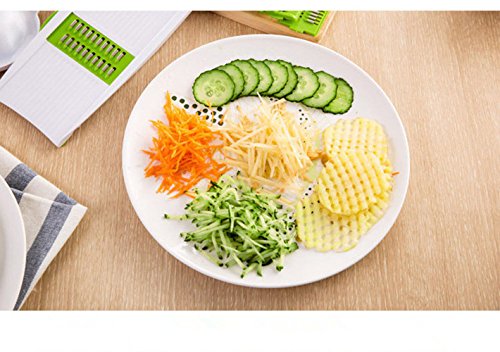 KEYNIS Mandoline Edelstahl Material Gemüse Schneidemaschine Green Cutter Slicer Gemüseschneider 5 in 1 (grün) - 6