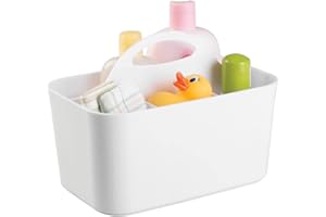 mDesign Storage Box for Children's Room - Ideal for Baby Food Storage - 4 Compartments - Sorting Box for Baby Items - Handle for Transporting - White