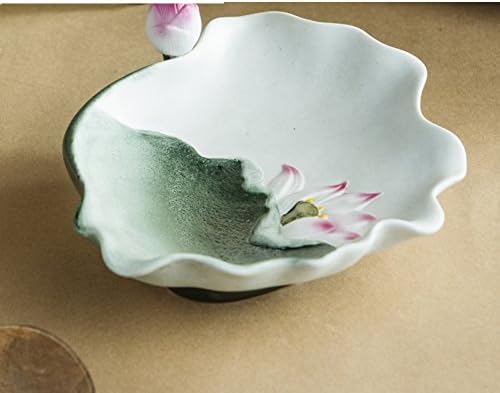 ceramic Buddha bowls fruit plate disc Hand painted embossed Lotus Flower
