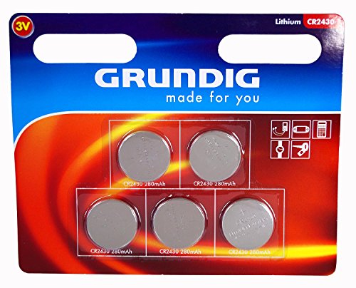 5x GRUNDIG CR 2430 LITHIUM Batterien Knopfzellen Uhren Digital Foto Kamera Küche Küchen Waage 12.2018 CR2430