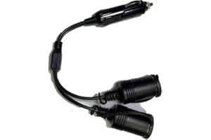 AMACAM 30cm 12V/24V Twin Cigarette Lighter Socket Adapter – 10A Fused 120W Dual Socket Splitter for Cars Vans Utes Trucks & Motorhomes Twin Outlet Power Lead