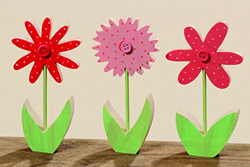 Blume Holzblume massiv Dekoblume Tischdeko Holzdeko Frühling Türdeko Fensterdeko Stückpreis H 15 cm