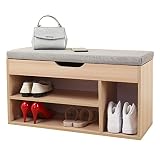 banco zapatero entrada casa [ Material ] -: El panel de madera laminada engrosada es más robusto y duradero, el asiento acolchado hace que el asiento sea más cómodo y tierno.