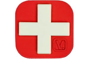VANQUEST 1,5-calowy krzyż medyczny "Super-Lumen" świecąca w ciemności łatka, Czerwony, Kompaktowy