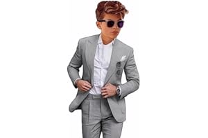 BOTONG Costume en lin pour garçon 2 pièces léger veste pantalon d'été garçon costume formel