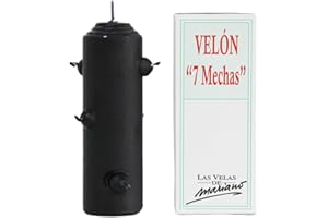 VELAS MARIANO Velón Negro de 7 Mechas para Limpiar Energías Negativas – Vela Esotérica Rompe Trabajos Artesanal | Ritual de Protección y Corte Energético